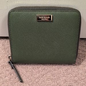 Kate Spade Olive Green Compact Wallet EUC
